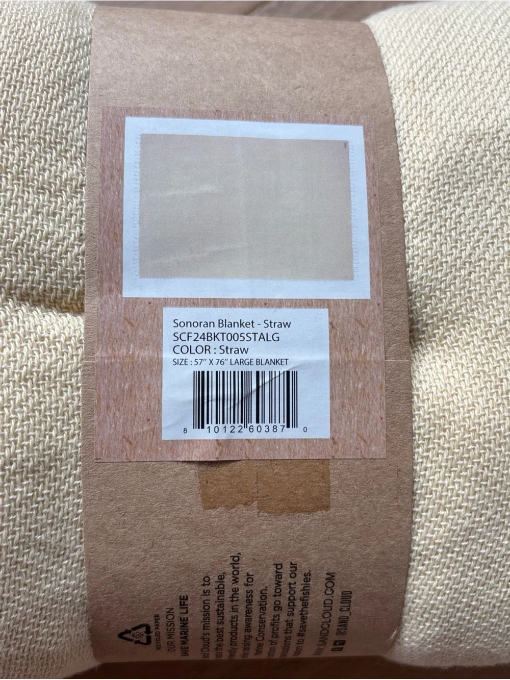SandCloud Cream Straw Turkish-Style Throw Blanket 100% organic cotton large size